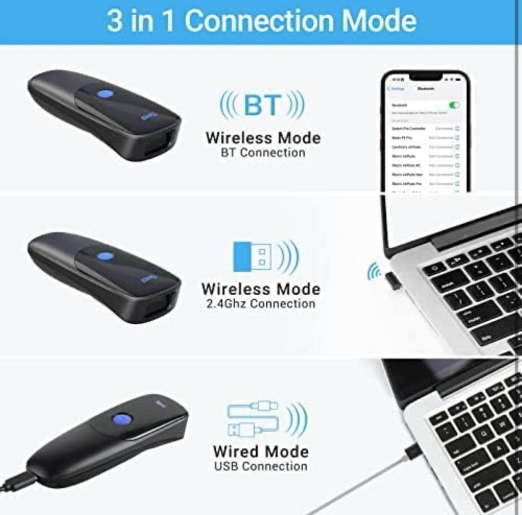 Tera 2D Mini Bluetooth Barcode Scanner 1D/2D/QR Code Reader Wireless USB Wired