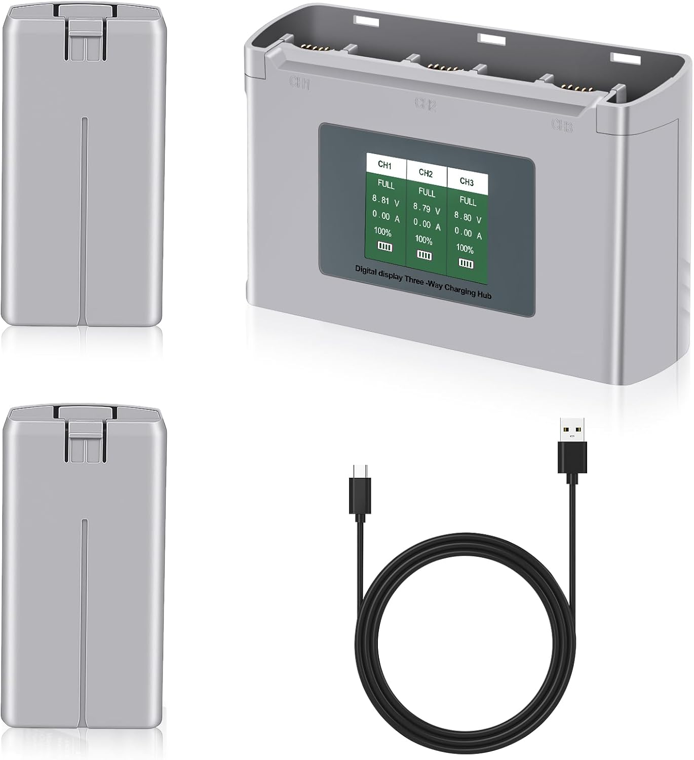 Intelligent 4K Mini Flight Battery 2-Pack with Charging Hub and LCD Display