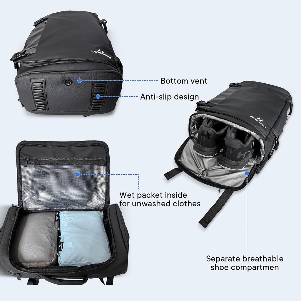 Men's 40L Travel Backpack, Water-Resistant Rucksack with USB Port and Laptop Com