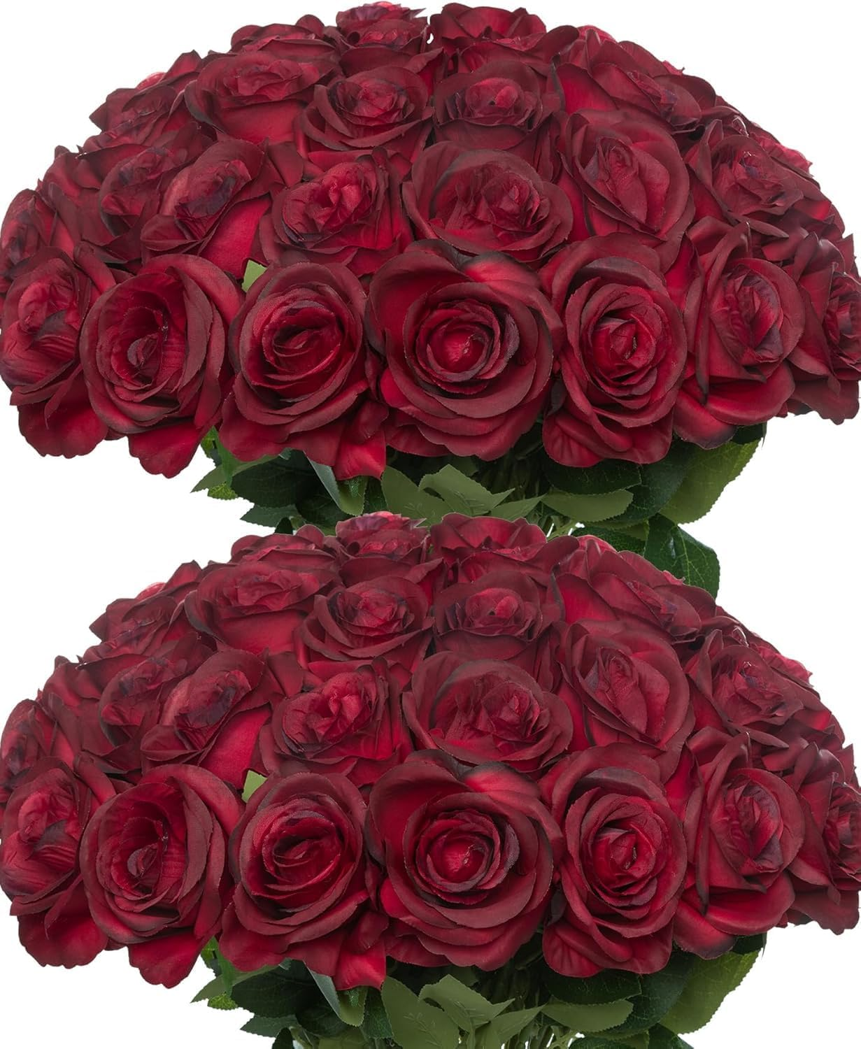 50Pcs Burgundy Silk Roses for Weddings, Home Decor & Floral Arrangements