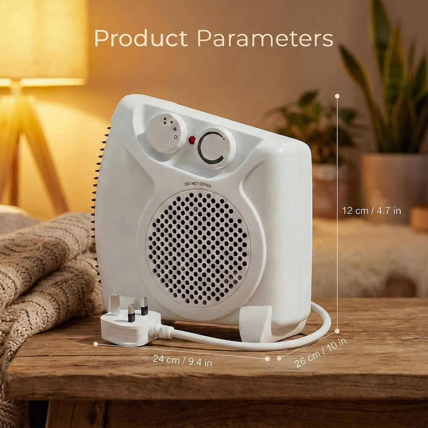 Ventox 2000W Electric Heater with Adjustable Thermostat & Overheat Protection