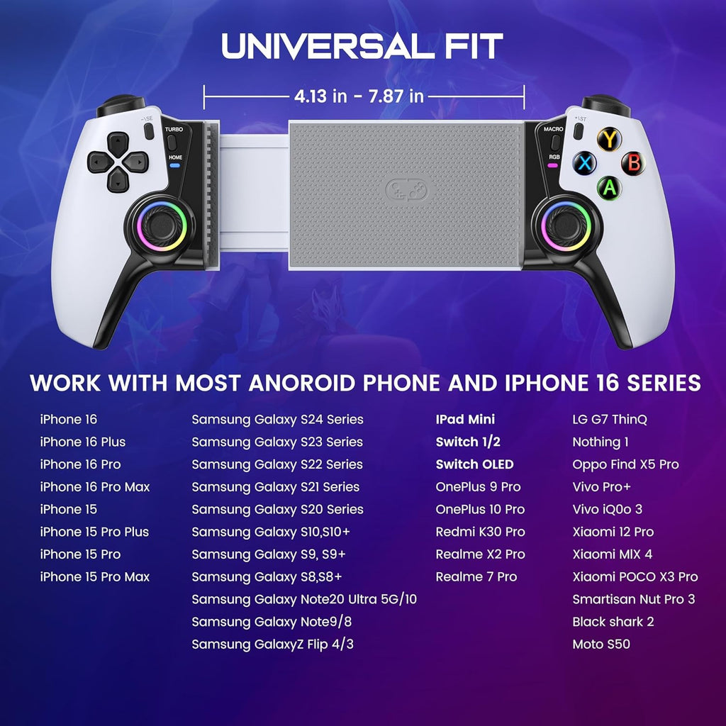 Wireless Bluetooth Gaming Controller for iPhone, Android, Switch, and PC