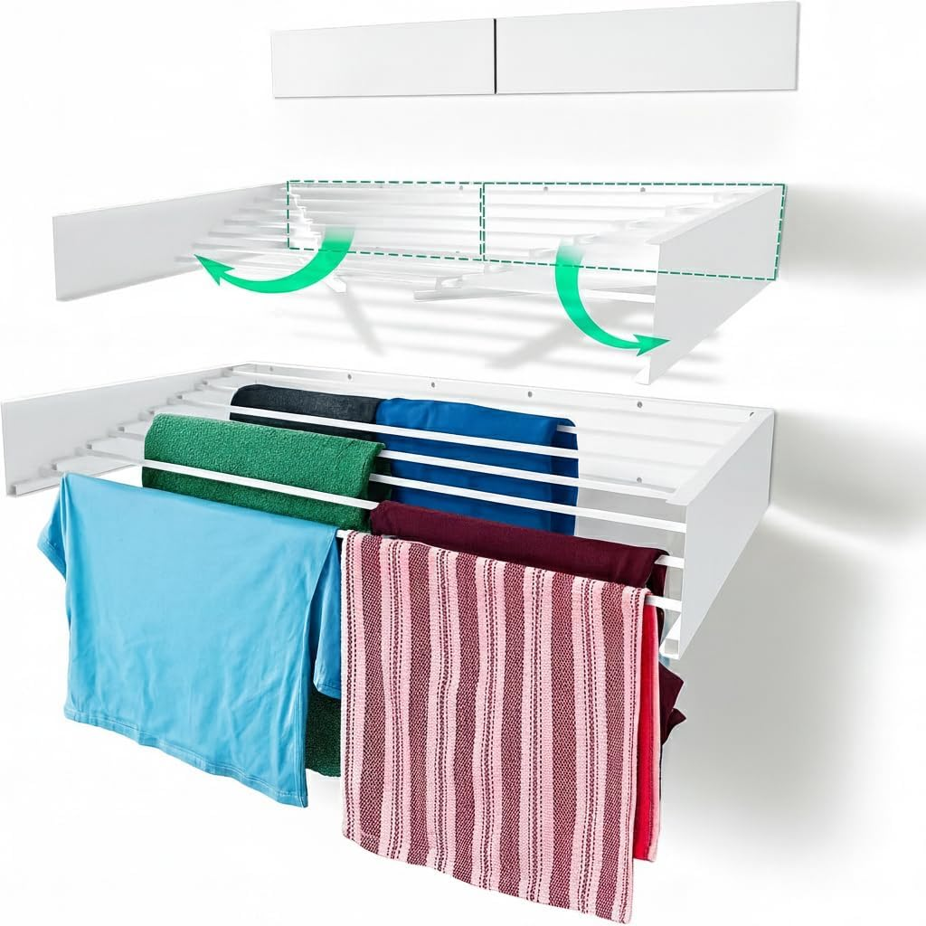 Foldable Wall-Mounted Clothes Drying Rack - 50 Kg Capacity, 8.4M Line