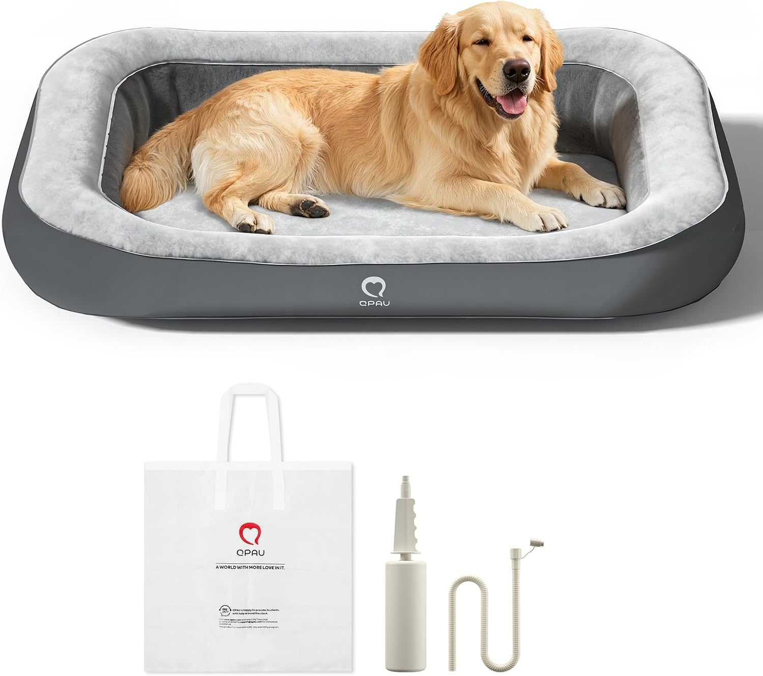 Inflatable Waterproof Dog Bed with Sides for Travel, Size Large