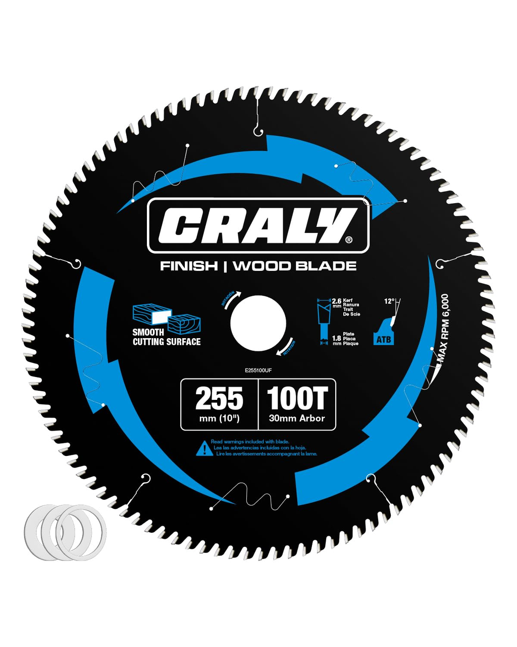 255mm 100T Ultra Fine Wood Cutting Circular Saw Blade with Black Ice™ Coating