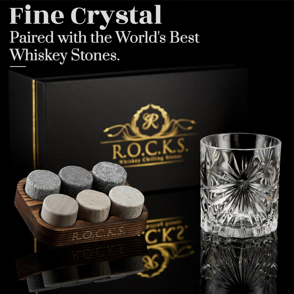 Whiskey Stones & Glass Gift Set - Handcrafted Sipping Rocks & Tumbler