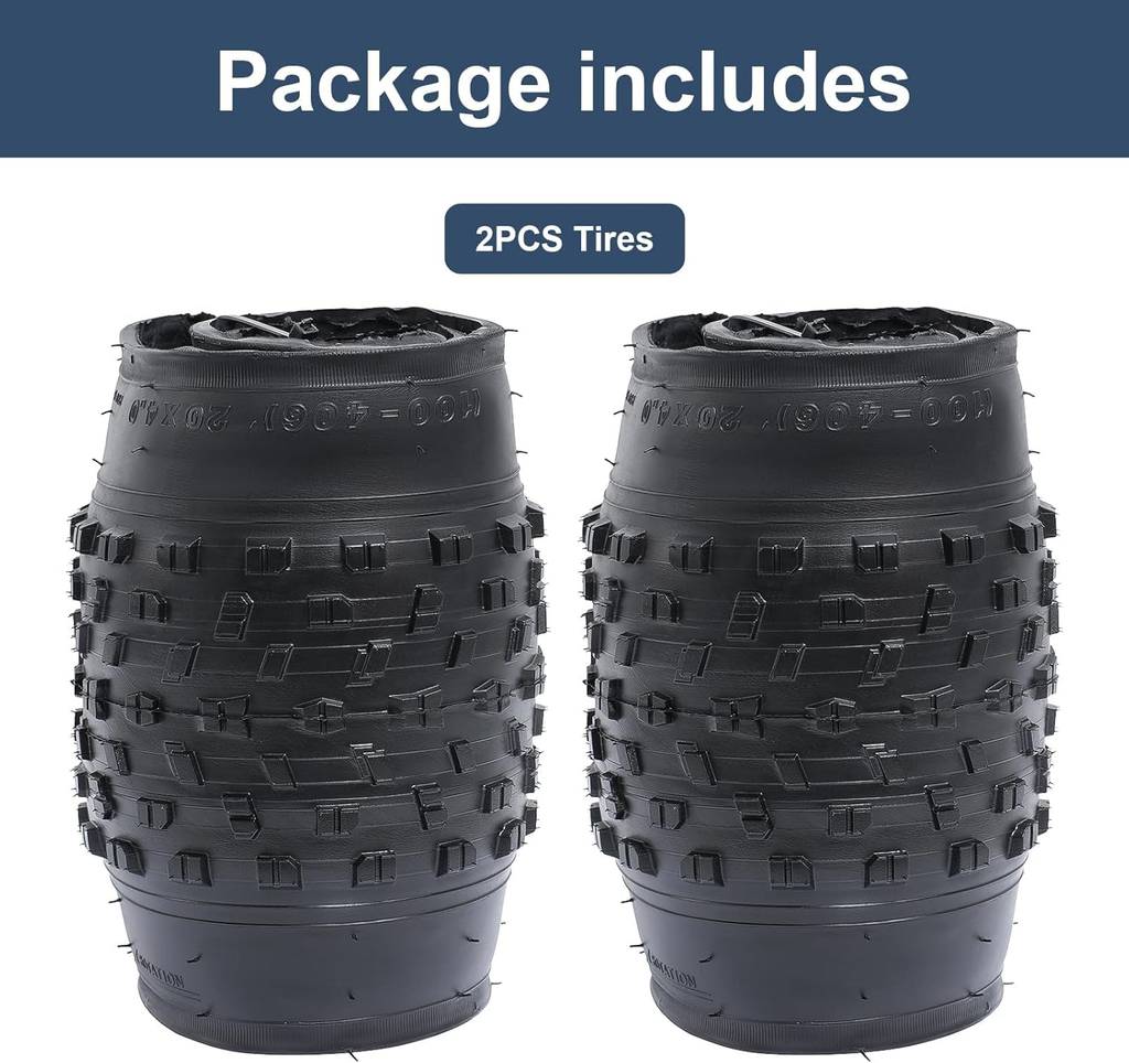 20" Fat Bike Tires 20X4.0/100-406 for Mountain Bicycles - 2 Pack