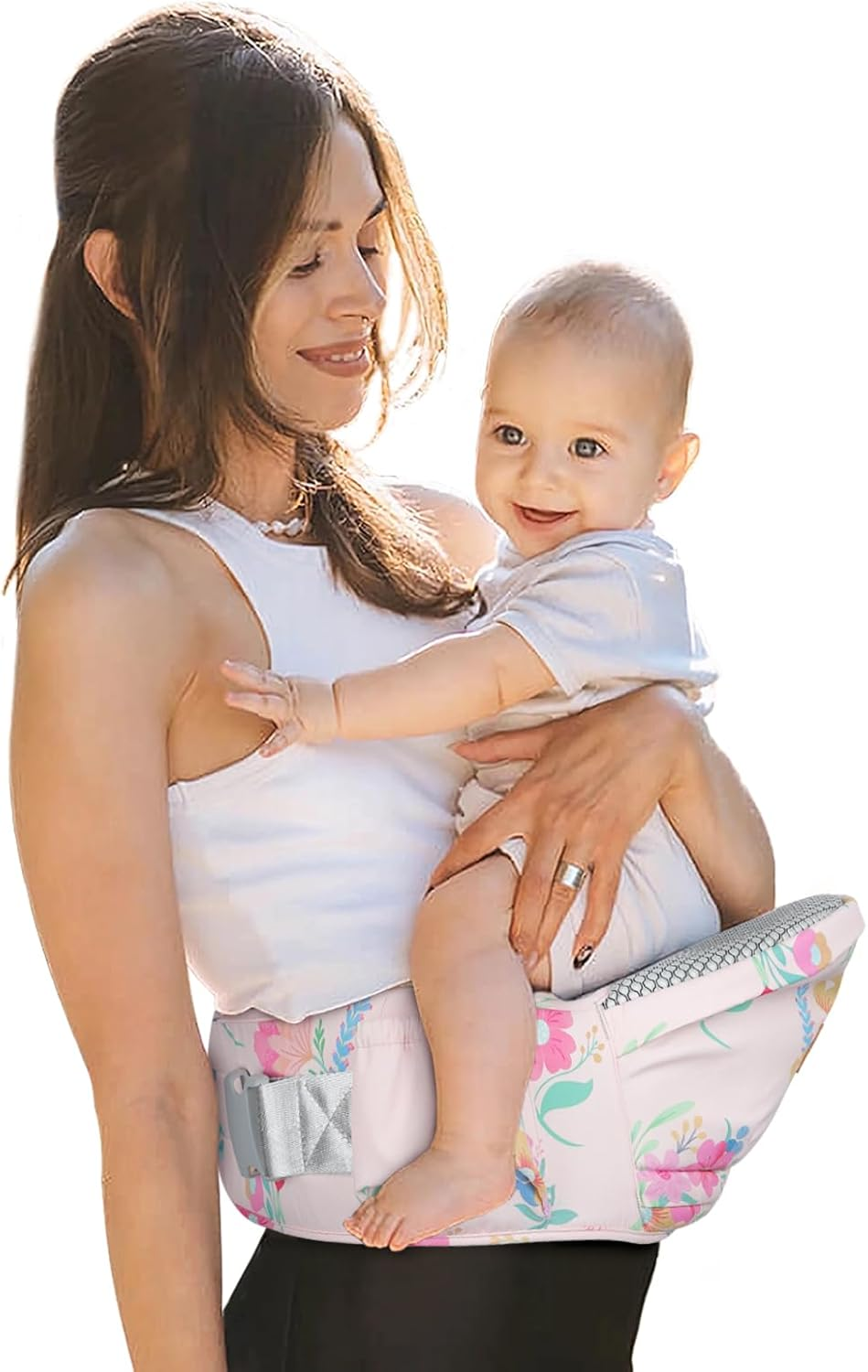 Adjustable Baby Hip Carrier with Supportive Waistband and Pockets for Parents