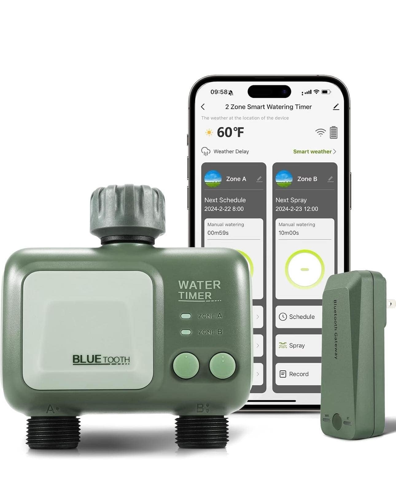 WiFi Smart Garden Hose Water Timer 2-Outlet Irrigation Controller App Remote wit