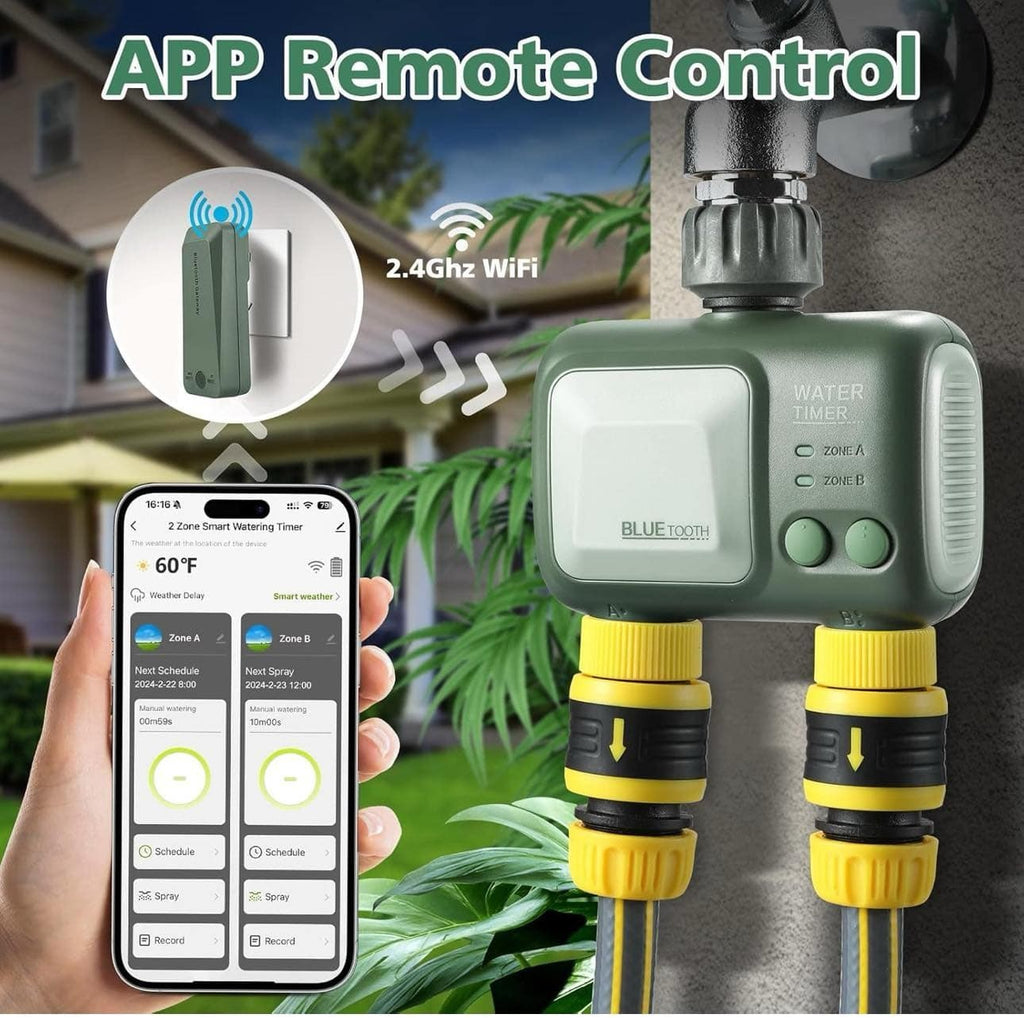 WiFi Smart Garden Hose Water Timer 2-Outlet Irrigation Controller App Remote wit